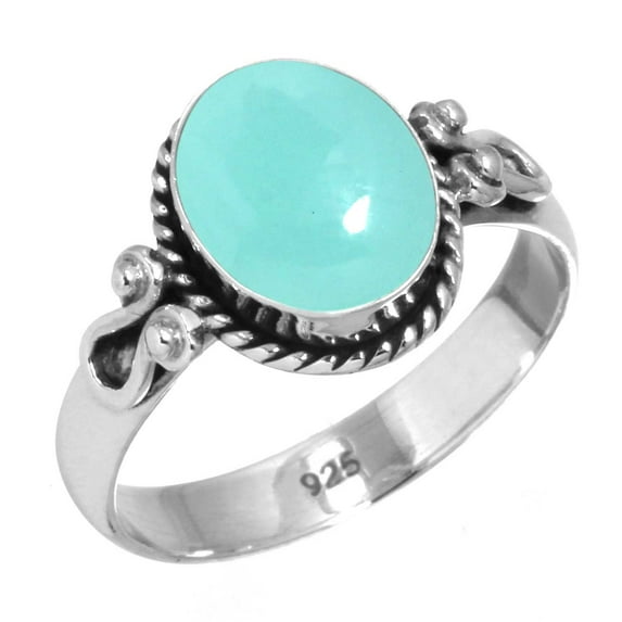 Natural Aqua Chalcedony Women Jewelry 925 Sterling Silver Ring