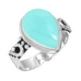 thumbnail image 1 of 925 Silver Ring For Women - Teens Aqua Chalcedony Stone Silver Ring Size 9.5 March Birthstone Simple Silver Ring Size 9.5 Gift For Mom On Christmas 925 Gemstone Silver Jewelry, 1 of 5