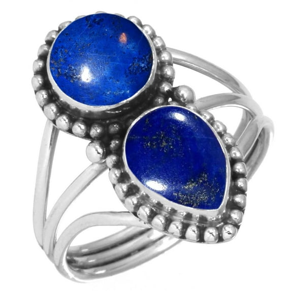 925 Sterling Silver Women Jewelry Natural Lapis Ring