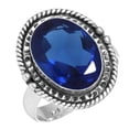 thumbnail image 1 of 925 Silver Ring For Women - Teens Blue Sapphire Simulated Stone Silver Ring Size 13 September Birthstone Boho Silver Ring Size 13 Gift For Wife On Engagement 925 Silver Jewelry With Gemstone, 1 of 5