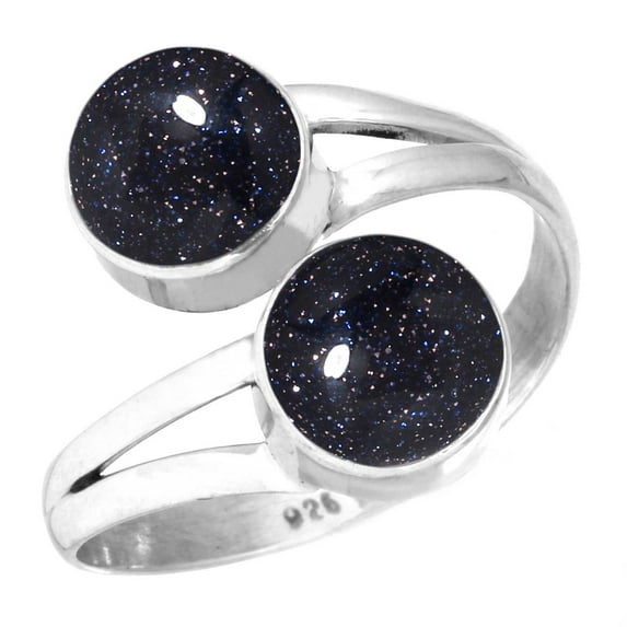 Blue Sunstone Ring 925 Sterling Silver Handmade Jewelry