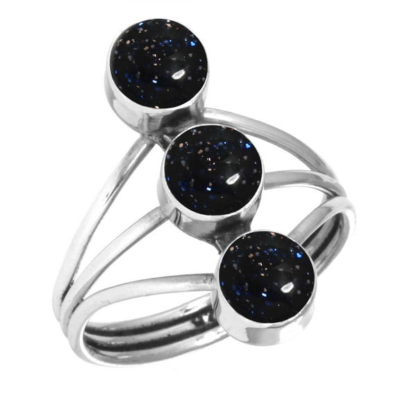 Blue Sunstone Ring 925 Sterling Silver Handmade Jewelry