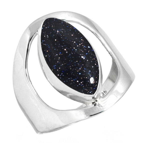 925 Sterling Silver Women Jewelry Blue Sunstone Ring