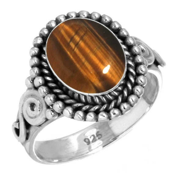Natural Tiger Eye Ring 925 Sterling Silver Handmade Jewelry