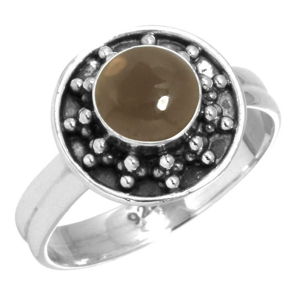 925 Sterling Silver Women Jewelry Natural Smoky Topaz Ring