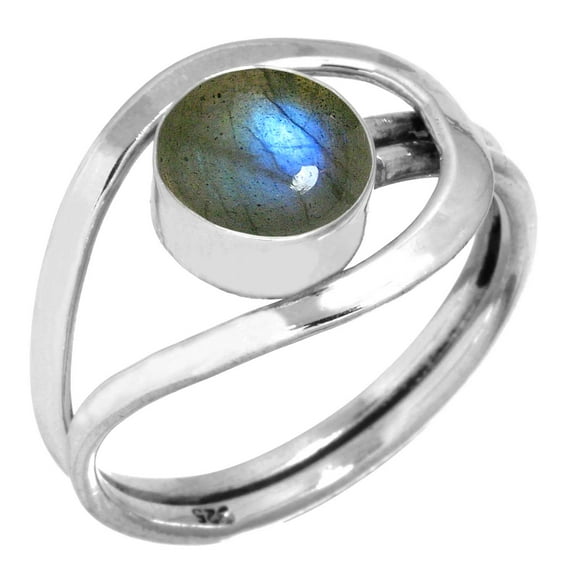 Natural Labradorite Ring 925 Sterling Silver Handmade Jewelry