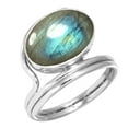 thumbnail image 1 of 925 Silver Ring For Women - Teens Gray Real Labradorite Stone Silver Ring Size 12.5 November Birthstone Elegant Silver Ring Size 12.5 Gift For Wife On Wedding 925 Gemstone Silver Jewelry, 1 of 6