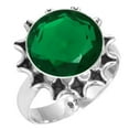 thumbnail image 1 of 925 Silver Ring For Women - Teens Green Emerald Simulated Stone Silver Ring Size 6.5 May Birthstone Fashion Silver Ring Size 6.5 Gift For Wife On Friendship Day 925 Silver Jewelry With Gemstone, 1 of 5