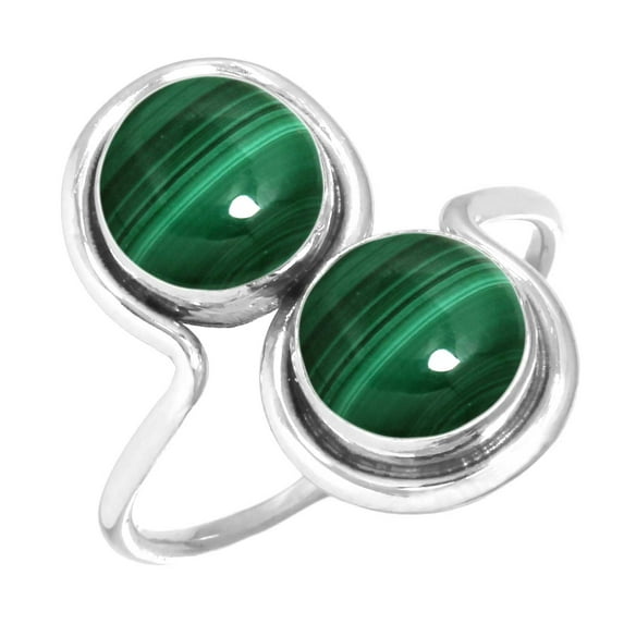 925 Sterling Silver Women Jewelry Natural Malachite Ring