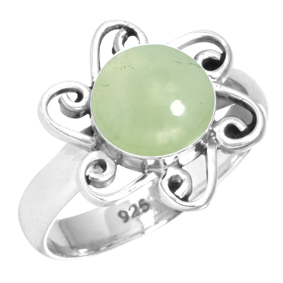 Natural Prehnite Ring 925 Sterling Silver Handmade Jewelry