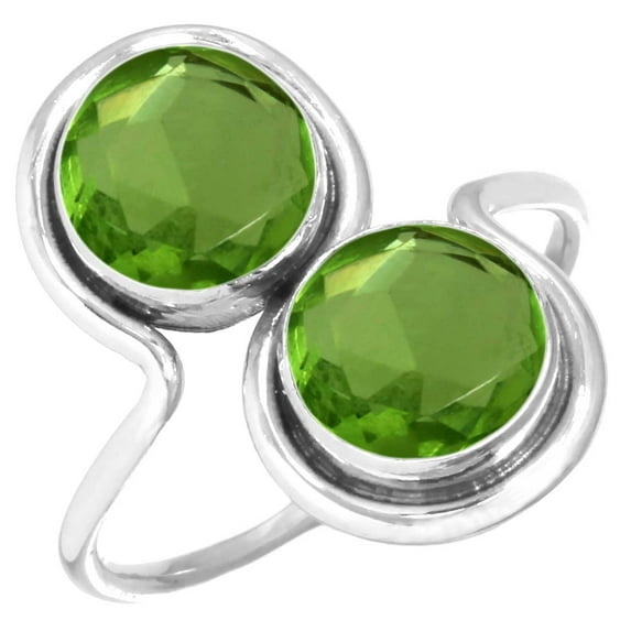 Peridot Quartz Ring 925 Sterling Silver Handmade Jewelry