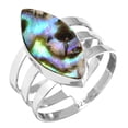 thumbnail image 1 of 925 Sterling Silver Women Jewelry Natural Abalone Shell Ring, 1 of 6