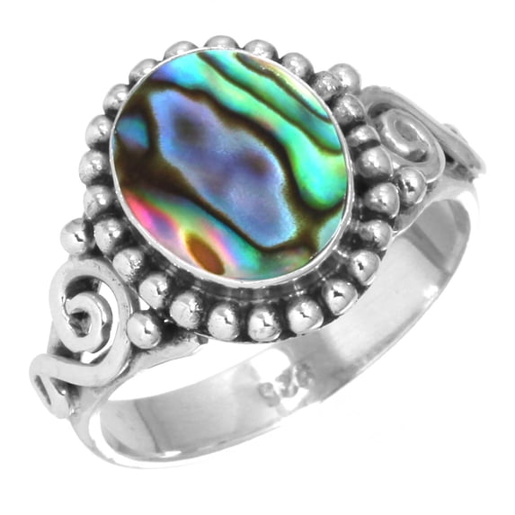 925 Sterling Silver Women Jewelry Natural Abalone Shell Ring