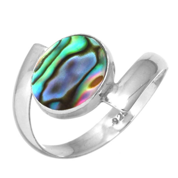 925 Sterling Silver Women Jewelry Natural Abalone Shell Ring