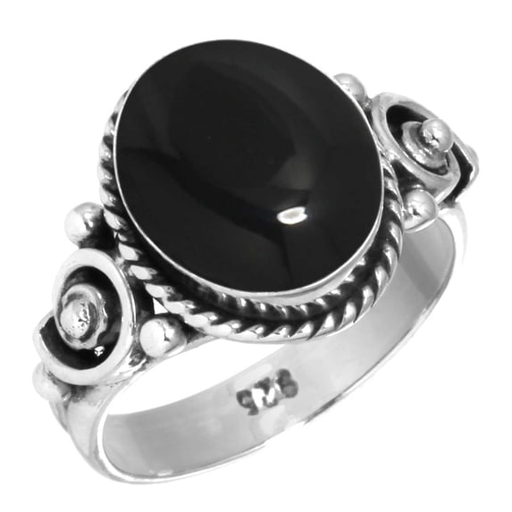 925 Silver Ring For Women - Teens Natural Black Onyx Stone Silver Ring Size 10.5 July Birthstone Costume Silver Ring Size 10.5 Gift For Wife On Friendship Day 925 Silver Jewelry With Gemstone