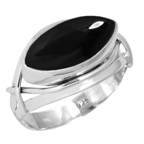 925 Silver Ring For Women - Teens Natural Black Onyx Stone Silver Ring Size 11 July Birthstone Costume Silver Ring Size 11 Gift For Wife On Friendship Day 925 Silver Jewelry With Gemstone