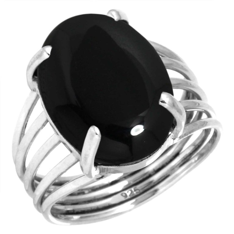 Natural Black Onyx Ring| Oval Stone Ring| Handmade Ring| Split Band Ring| Boho Ring| Statement Ring| Cabochon Ring| Black Gemstone Ring| Big Stone