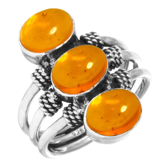 Amber Women Jewelry 925 Sterling Silver Ring