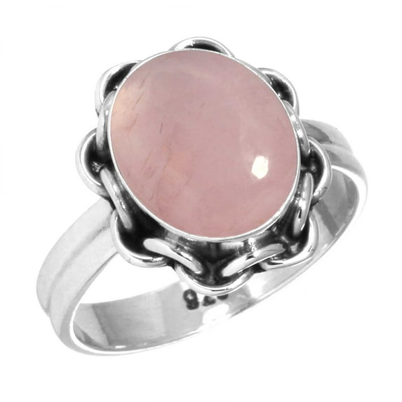 925 Sterling Silver Ring Rose Quartz Handmade Jewelry