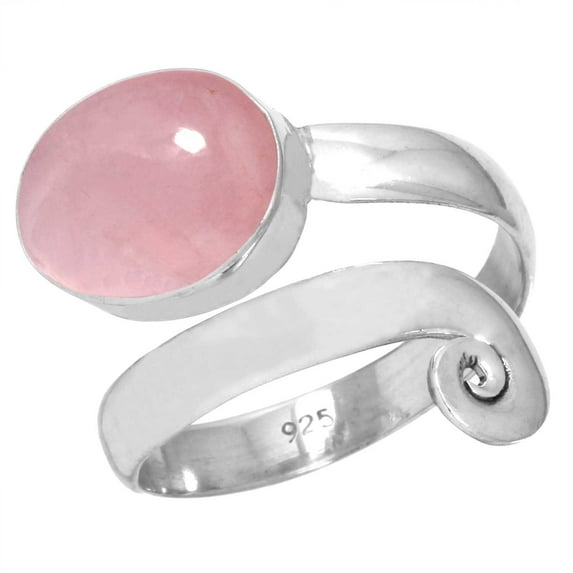 Rose Quartz Women Jewelry Solid 925 Sterling Silver Ring
