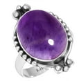 thumbnail image 1 of 925 Silver Ring For Women - Teens Purple Genuine Amethyst Stone Silver Ring Size 10.5 February Birthstone Costume Silver Ring Size 10.5 Gift For Ladies On Wedding 925 Gemstone Silver Jewelry, 1 of 1