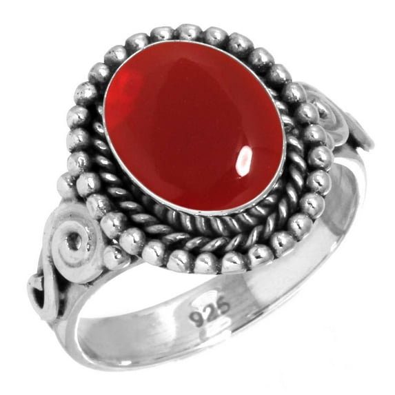 925 Sterling Silver Women Jewelry Garnet Quartz Ring