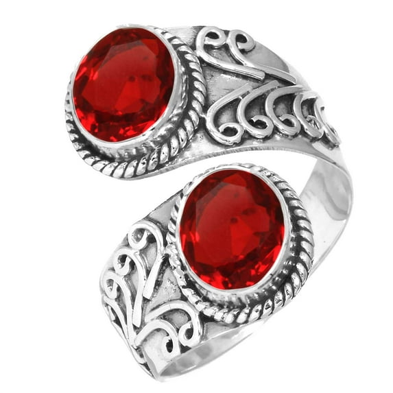925 Sterling Silver Women Jewelry Ruby Simulated Ring