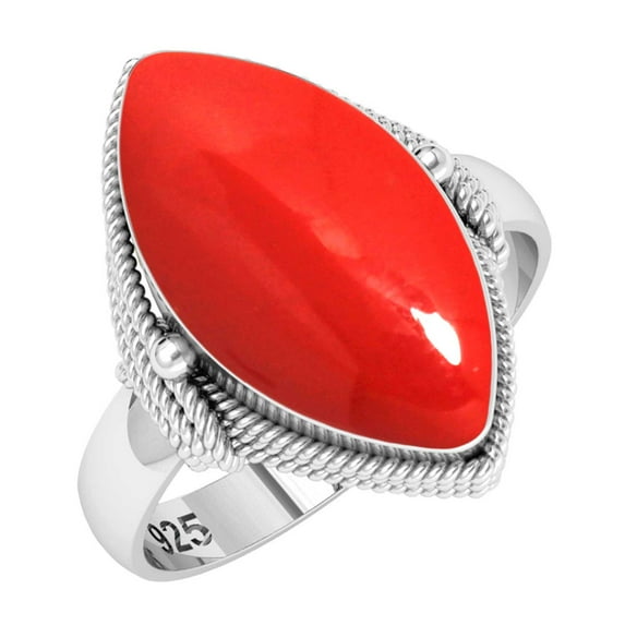 925 Sterling Silver Ring Red Stone Handmade Jewelry