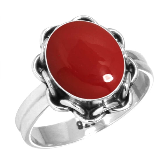 925 Silver Ring For Women - Teens Red Stone Stone Silver Ring Size 8.5 October Birthstone Fashion Silver Ring Size 8.5 Gift For Wife On Friendship Day 925 Silver Jewelry With Gemstone