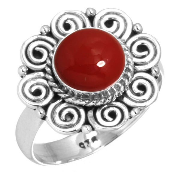 Red Stone Ring 925 Sterling Silver Handmade Jewelry