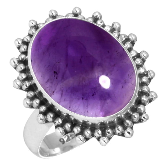 925 Silver Ring For Women - Teens Violet Genuine Amethyst Stone Silver Ring February Birthstone Hand Made Silver Ring Size 5.5 Gift For Wife On Cocktail Party 925 Silver Jewelry With Gemstone