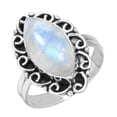 thumbnail image 1 of 925 Sterling Silver Ring Natural Rainbow Moonstone Handmade Jewelry, 1 of 6