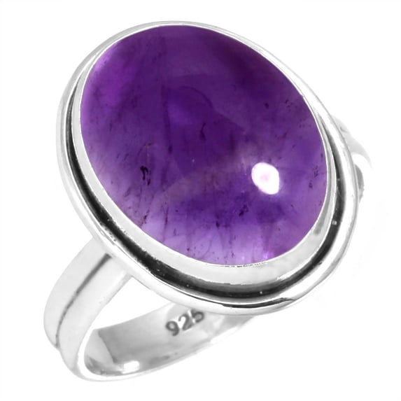 925 Silver Ring For Women Violet Genuine Amethyst Stone Silver Ring Size 7.5 February Birthstone Hand Made Silver Ring Size 7.5 Gift For Sister On Friendship Day 925 Silver Jewelry With Gemstone