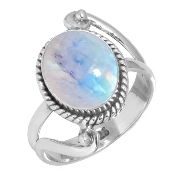 Rainbow Moonstone Ring 925 Sterling Silver Handmade Jewelry