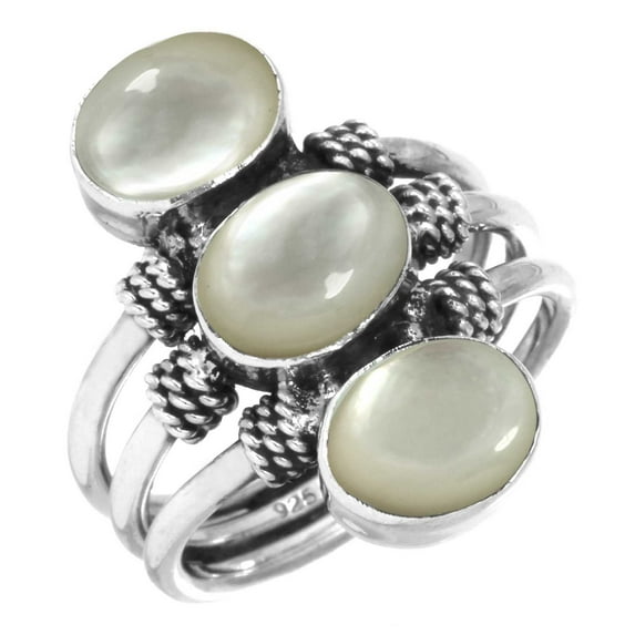 925 Sterling Silver Ring Mother Of Pearl Handmade Jewelry