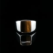 GEMEMPORIUM 925 Silver Ring, Square Gemstone Tiger's Eye Ring, Man Fashion Jewelry, Male Ring, Classic Mens Ring, Alternative Wedding Band, Signet Ring