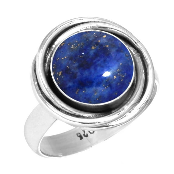 925 Silver Ring For Women Blue Genuine Lapis Lazuli Stone Silver Ring Size 10.5 September Birthstone Fashion Silver Ring Size 10.5 Gift For Wife On Valentine's Day 925 Silver Jewelry With Gemstone