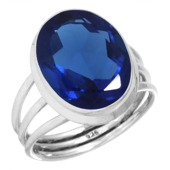925 Silver Ring For Women Blue Sapphire Simulated Stone Silver Ring Size 7 September Birthstone Hand Made Silver Ring Size 7 Gift For Ladies On Friendship Day 925 Silver Jewelry With Gemstone