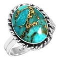 thumbnail image 1 of 925 Silver Ring For Women Copper Blue Turquoise Stone Silver Ring Size 12.5 December Birthstone Fashion Silver Ring Size 12.5 Gift For Wife On Friendship Day 925 Silver Jewelry With Gemstone, 1 of 6