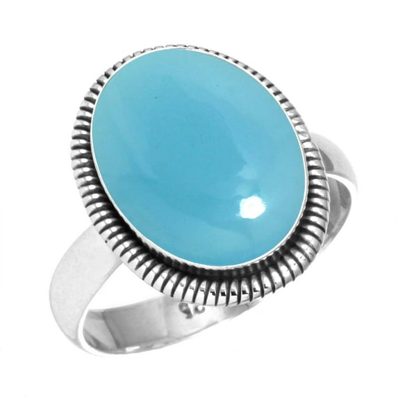 925 Silver Ring For Women - Girls Blue Chalcedony Stone Silver Ring Size 5 Hand Made Silver Ring Size 5 Gift For Wife On Anniversary 925 Gemstone Silver Jewelry