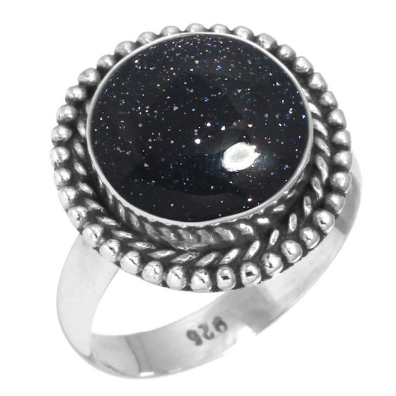 925 Silver Ring For Women - Girls Blue Sunstone Stone Silver Ring Size 6.5 Elegant Silver Ring Size 6.5 Gift For Mother On New Year 925 Gemstone Silver Jewelry