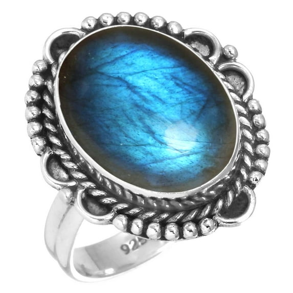 925 Silver Ring For Women - Girls Gray Natural Labradorite Stone Silver Ring November Birthstone Hand Made Silver Ring Size 5.5 Gift For Women On Halloween 925 Silver Jewelry With Gemstone