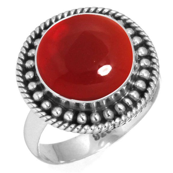 925 Silver Ring For Women - Girls Red Garnet Quartz Stone Silver Ring Size 5.5 January Birthstone Costume Silver Ring Size 5.5 Gift For Ladies On Engagement 925 Gemstone Silver Jewelry