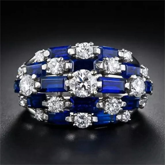 925 Silver Ring Women Gorgeous Cubic Zircon Wedding Party Gift Sz 6-10