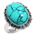 thumbnail image 1 of 925 Silver Ring For Women - Men Blue Turquoise Stone Silver Ring Size 11.5 December Birthstone Boho Silver Ring Size 11.5 Gift For Ladies On Halloween 925 Silver Jewelry With Gemstone, 1 of 6