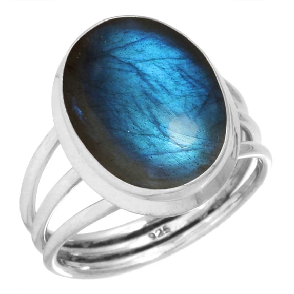 925 Silver Ring For Women - Men Gray Natural Labradorite Stone Silver Ring Size 12 November Birthstone Boho Silver Ring Size 12 Gift For Sister On Easter 925 Silver Jewelry With Gemstone