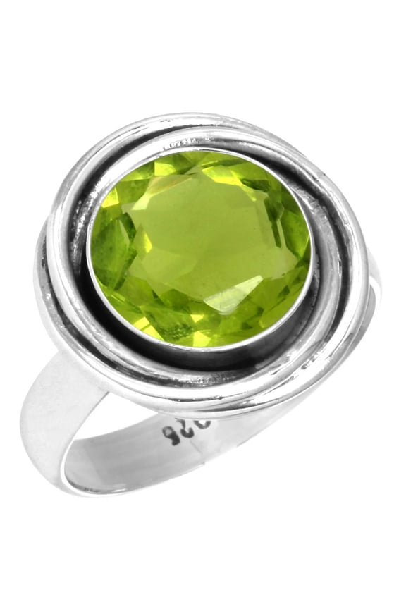 925 Silver Ring For Women - Men Green Peridot Quartz Stone Silver Ring Size 9.5 August Birthstone Hand Made Silver Ring Size 9.5 Gift For Girl Friend On Engagement 925 Gemstone Silver Jewelry