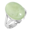 thumbnail image 1 of 925 Silver Ring For Women - Men Green Real Prehnite Stone Silver Ring Size 8.5 Handmade Silver Ring Size 8.5 Gift For Women On Mothers' Day 925 Gemstone Silver Jewelry, 1 of 6