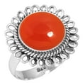 thumbnail image 1 of 925 Silver Ring For Women - Men Orange Natural Carnelian Stone Silver Ring Size 12.5 August Birthstone Elegant Silver Ring Size 12.5 Gift For Mom On Mothers' Day 925 Gemstone Silver Jewelry, 1 of 6