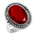 thumbnail image 1 of 925 Silver Ring For Women - Men Red Ruby Simulated Stone Silver Ring Size 13 July Birthstone Handmade Silver Ring Size 13 Gift For Sister On Halloween 925 Silver Jewelry With Gemstone, 1 of 5